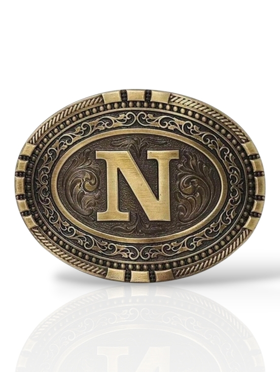 Montana Silversmiths Other - Montana Silversmiths Exos Brass Cast Filigree Initial "N" Western Belt Buckle!